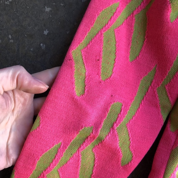 Vintage pink and green wool midi long sleeve sweater dress size small - Picture 4 of 5